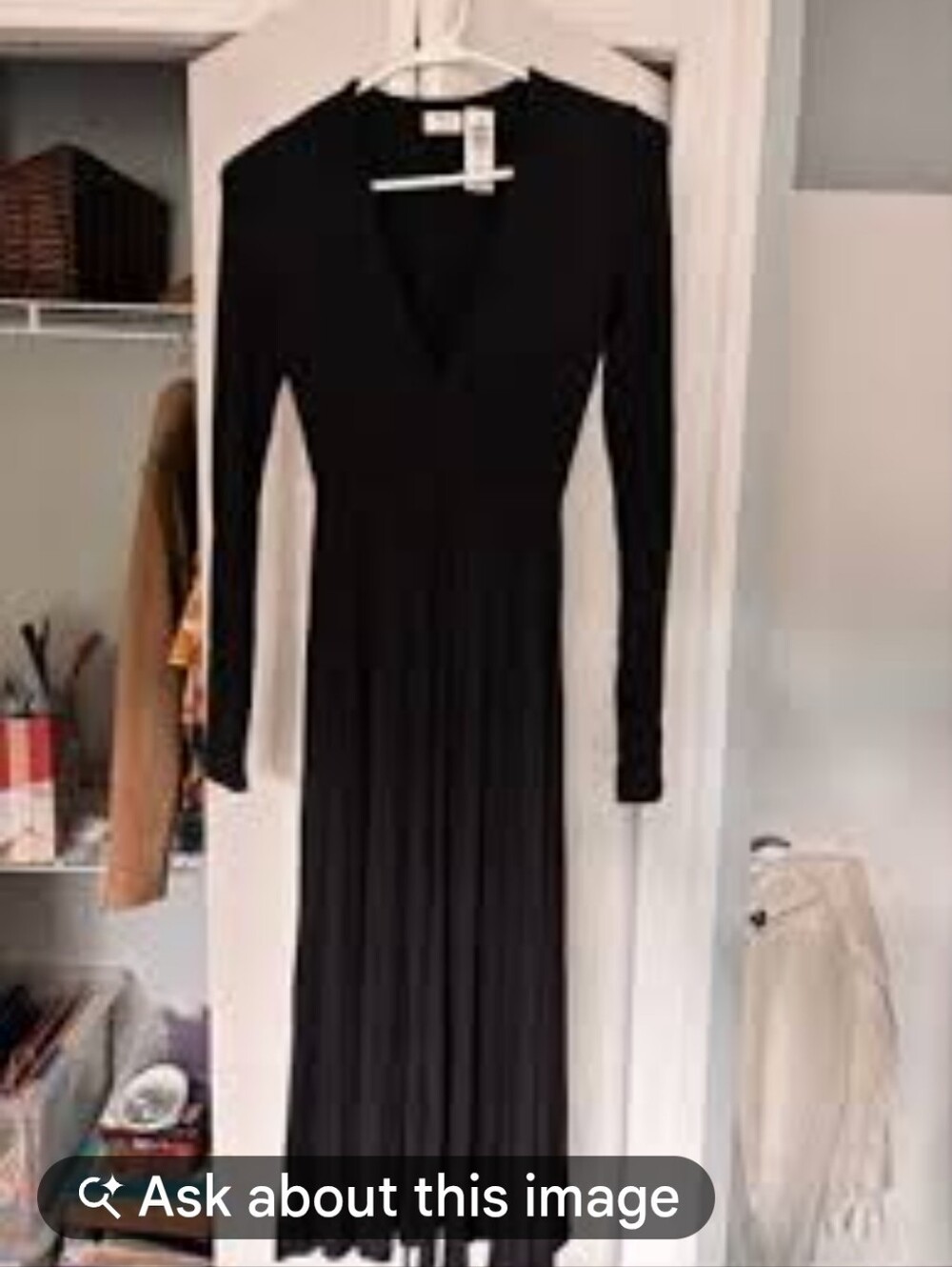 Wilfred Classic Black LongSleeve V Neck Maxi Dress Sz Xxs